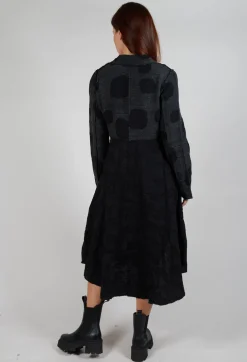 Longline Polka Dot Coat in Charcoal Grey