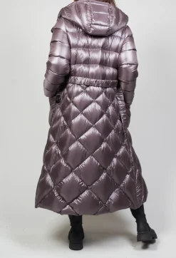 Longline Puffer Coat in Mud