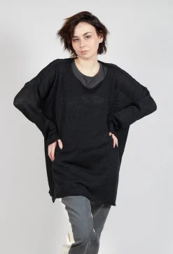 Longline Relaxed Knit in Black Sparkle