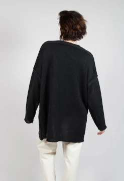 Longline Relaxed Knit in Black Sparkle
