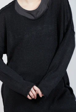 Longline Relaxed Knit in Black Sparkle