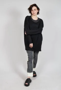 Longline Relaxed Knit in Black Sparkle