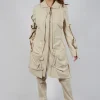 Longline Ruched Coat in Bone