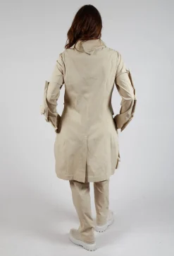 Longline Ruched Coat in Bone