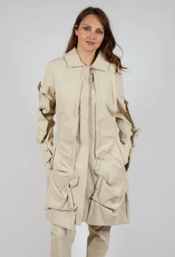 Longline Ruched Coat in Bone