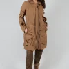 Longline Ruched Coat in Camel