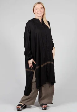 Longline Shirt Dress in Black