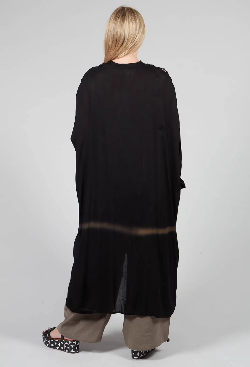 Longline Shirt Dress in Black