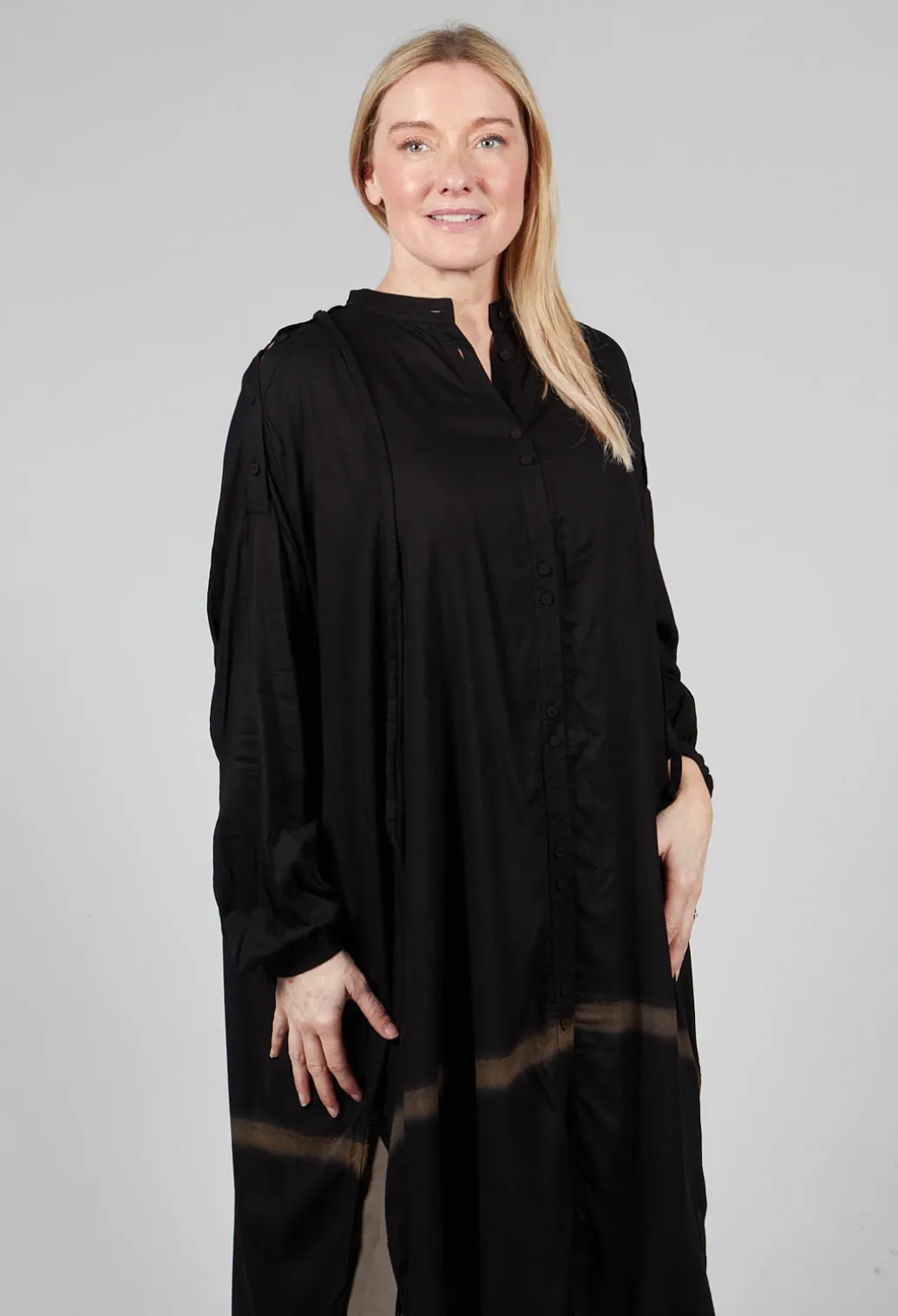 Longline Shirt Dress in Black