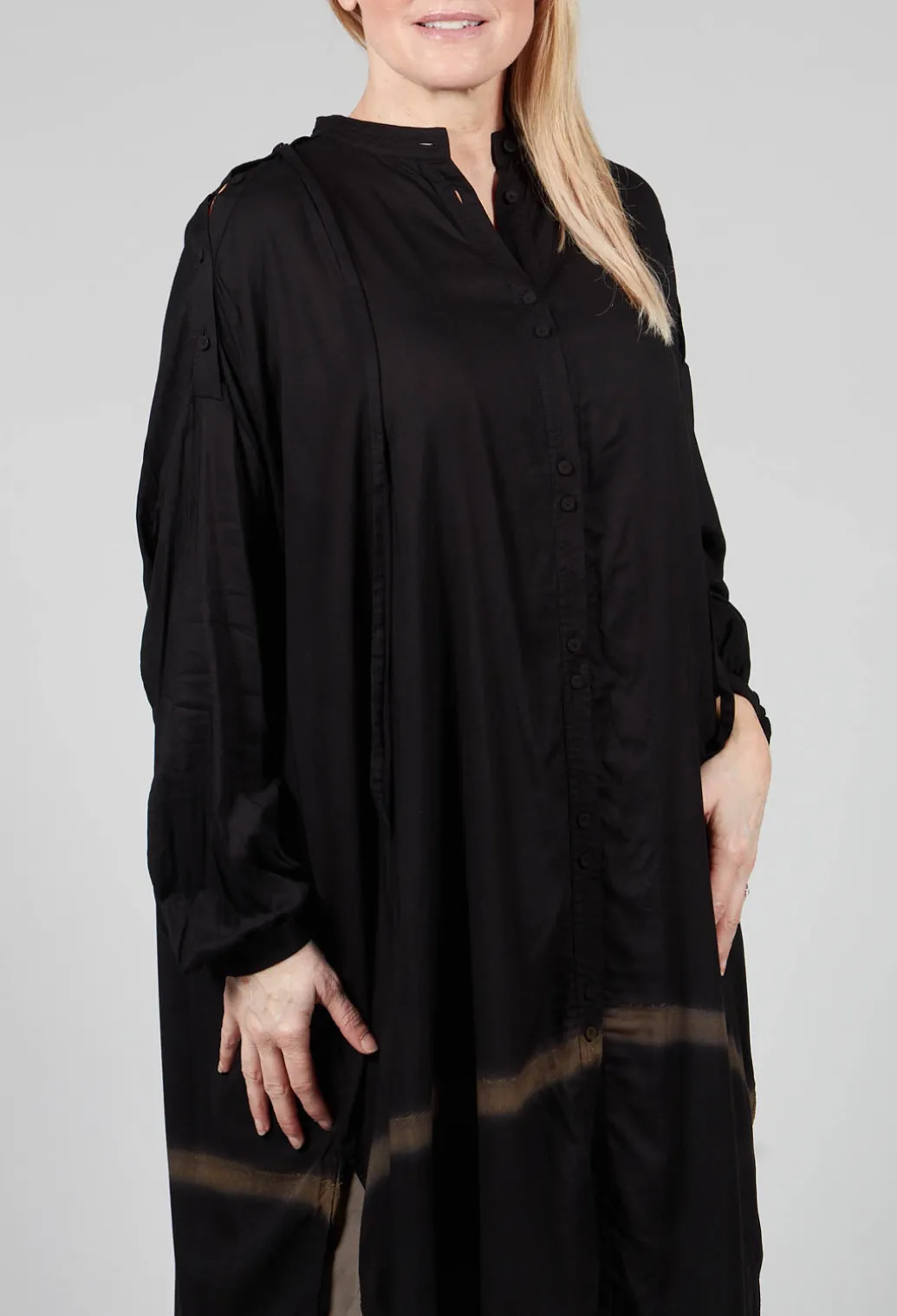 Longline Shirt Dress in Black