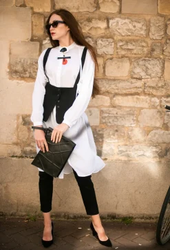 Longline Shirt Dress in White
