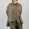 Longline Shirt in Cotone Tinto Freddo Green Tuscany