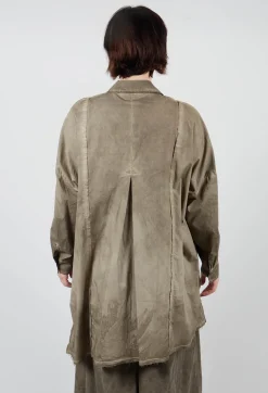 Longline Shirt in Cotone Tinto Freddo Green Tuscany