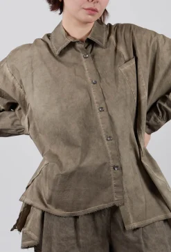 Longline Shirt in Cotone Tinto Freddo Green Tuscany