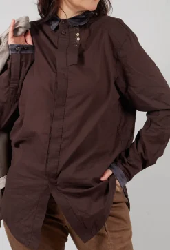 Longline Shirt in Dark Brown