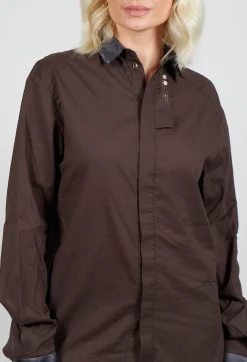 Longline Shirt in Dark Brown