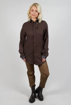 Longline Shirt in Dark Brown