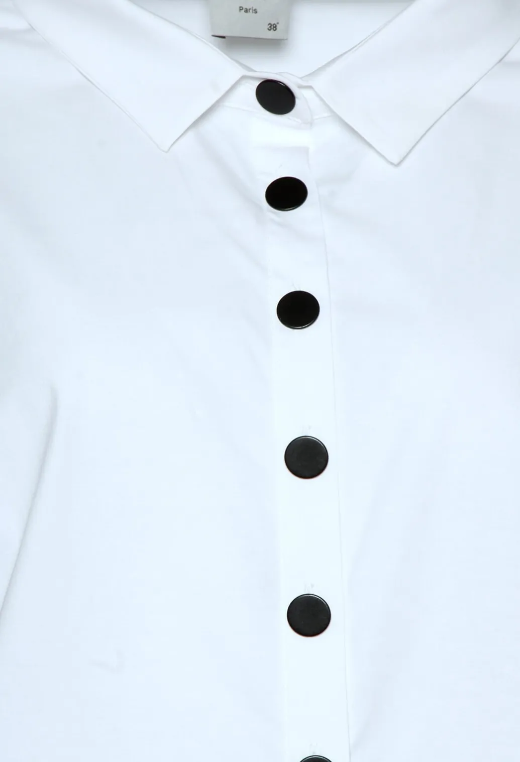 Longline Shirt with Contrasting Flat Buttons in White