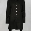 Longline Shirt with Flat Buttons in Black