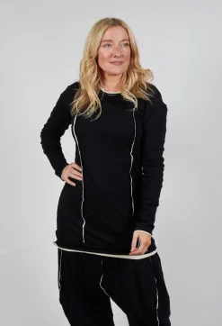 Longline Top in Black Bone