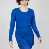 Longline Top with Rounded Hem in Royal