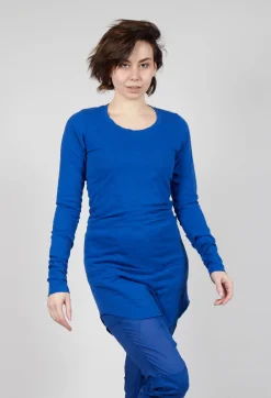Longline Top with Rounded Hem in Royal