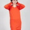 Longline Top with Rounded Hem in Mandarine