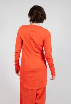 Longline Top with Rounded Hem in Mandarine