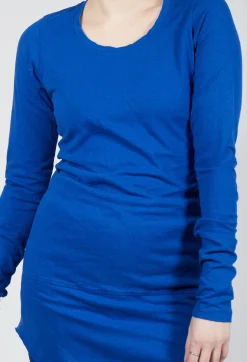 Longline Top with Rounded Hem in Royal
