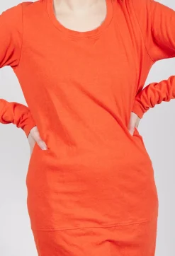 Longline Top with Rounded Hem in Mandarine