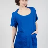 Longline T-Shirt with Front Patch Pockets in Royal