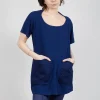 Longline T-Shirt with Front Patch Pockets in Ocean