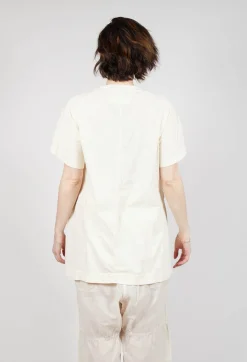 Longline T-Shirt with Front Patch Pockets in Greige