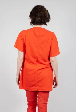 Longline T-Shirt with Front Patch Pockets in Mandarine