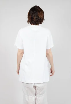 Longline T-Shirt with Front Patch Pockets in Semi Bleach
