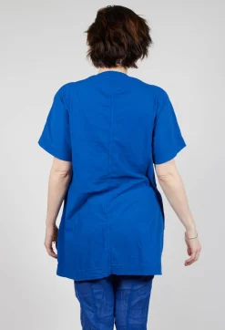 Longline T-Shirt with Front Patch Pockets in Royal