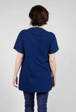 Longline T-Shirt with Front Patch Pockets in Ocean