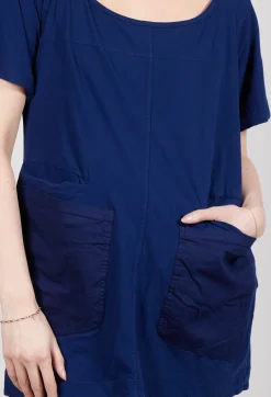 Longline T-Shirt with Front Patch Pockets in Ocean