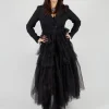 Longline Tulle Coat in Black