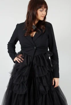 Longline Tulle Coat in Black