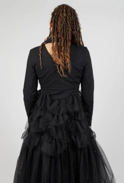 Longline Tulle Coat in Black