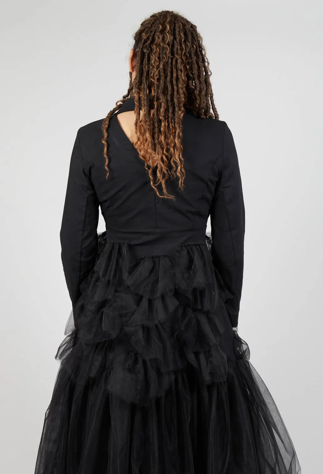 Longline Tulle Coat in Black