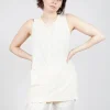 Longline Vest Top with Back Patch Pockets in Greige