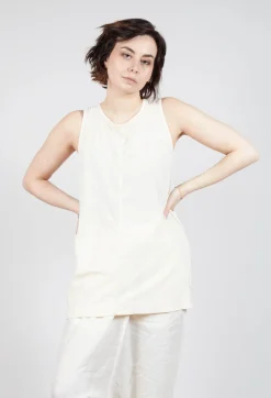 Longline Vest Top with Back Patch Pockets in Greige
