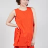 Longline Vest Top with Back Patch Pockets in Mandarine