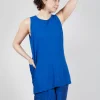 Longline Vest Top with Back Patch Pockets in Royal (Pictured in Greige)