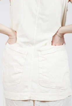 Longline Vest Top with Back Patch Pockets in Greige