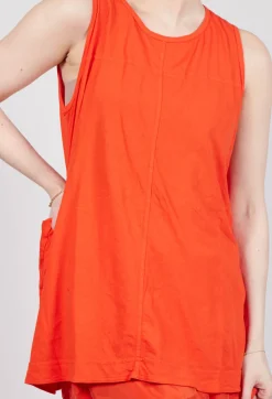 Longline Vest Top with Back Patch Pockets in Mandarine