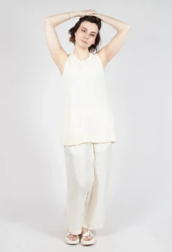 Longline Vest Top with Back Patch Pockets in Greige