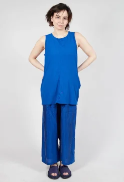 Longline Vest Top with Back Patch Pockets in Royal (Pictured in Greige)